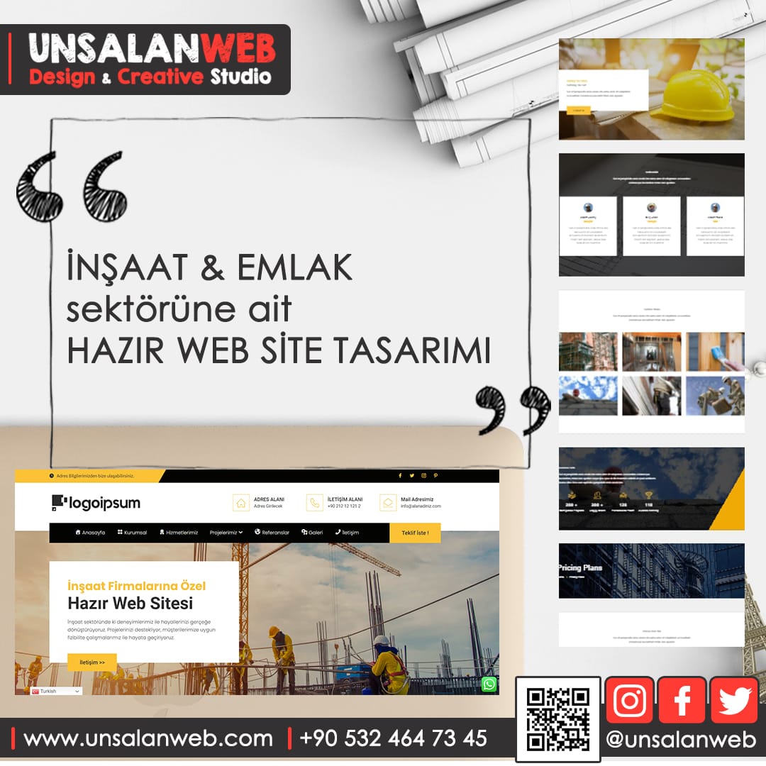 İnşaat Firmalarına Özel Hazır Web Sitesi Tasarımı Snippet