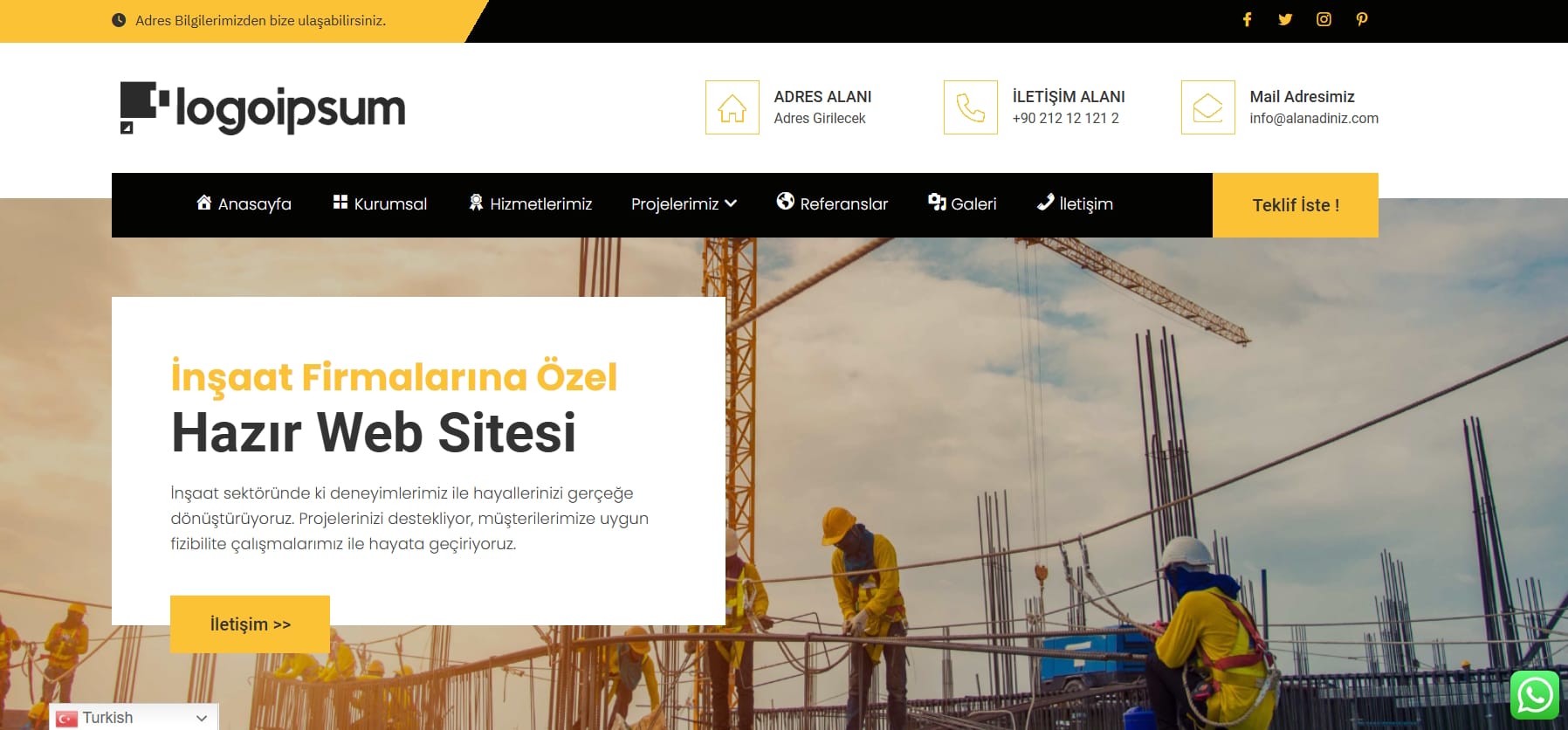 İnşaat Firmalarına Özel Hazır Web Sitesi Tasarımı İnşaat Firmalarına Özel Hazır Web Sitesi Tasarımı