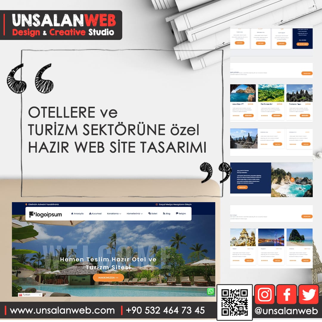 Otellere ve Turizm Sektörüne Özel Hazır Web Sitesi
