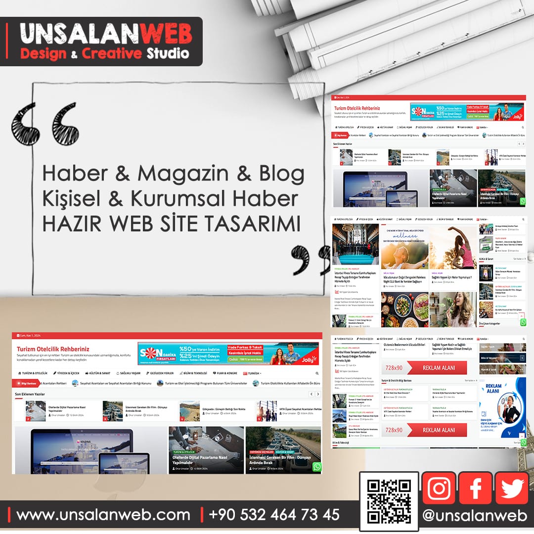 Haber Magazin Blog Hazır Web Sitesi Tasarımı Turizm Otelcilik