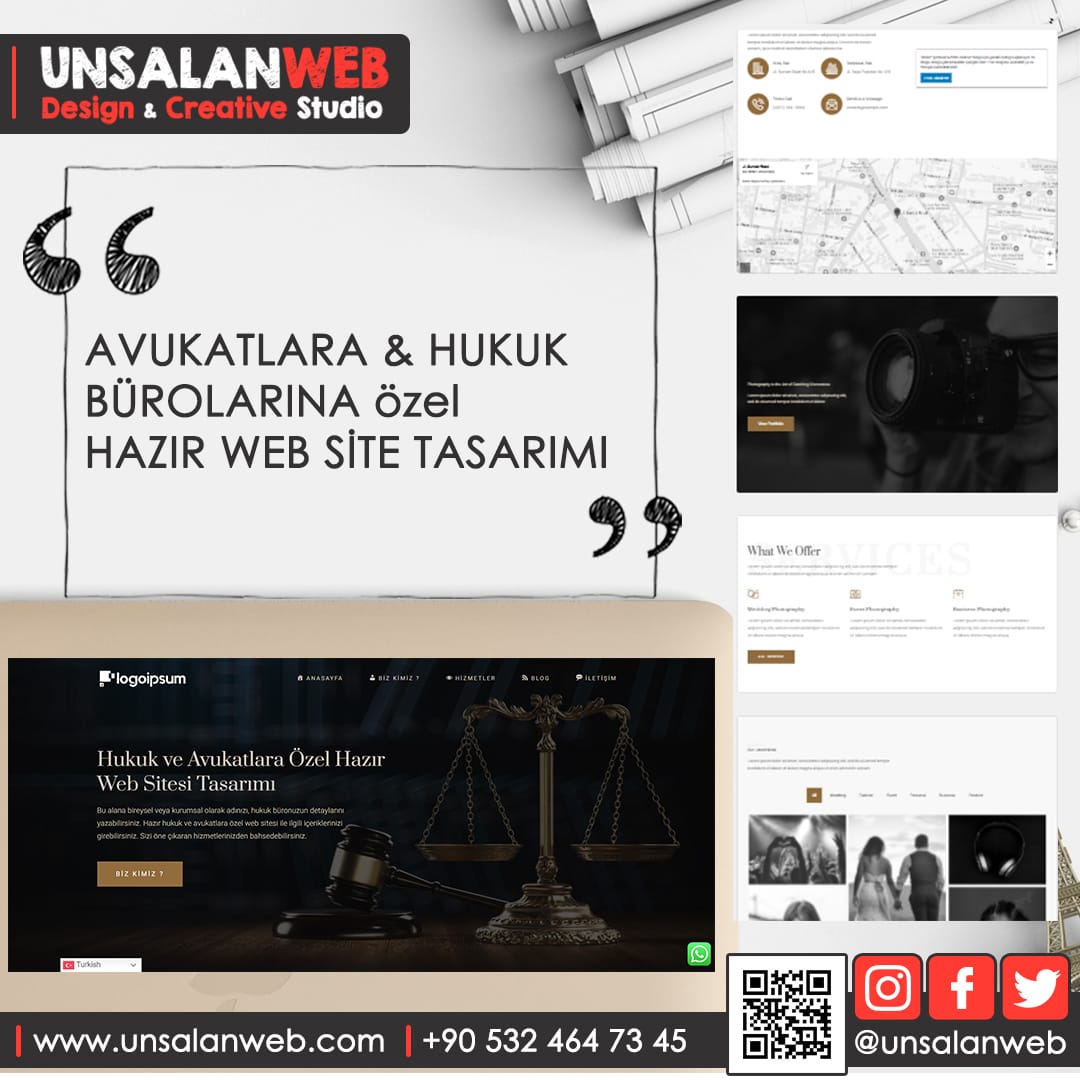 Hukuk ve Avukatlara Özel Hazır Web Sitesi Tasarımı Banner Sunum